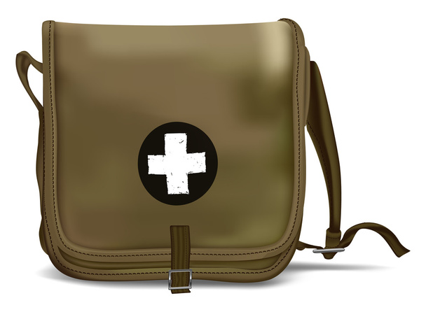 Πρώτες βοήθειες Kit τσάντα ώμου. Ιατρικός εξοπλισμός - Διάνυσμα, εικόνα