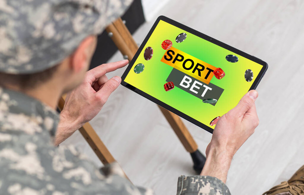 Sports betting website on tablet. High quality photo - Photo, Image