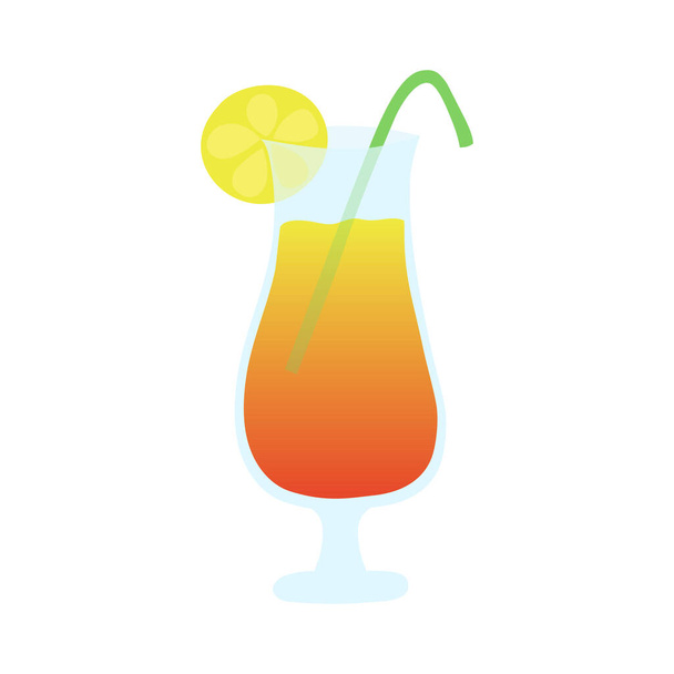 Flat icon cocktail glass isolated on white background. Vector illustration. - Vector, Image