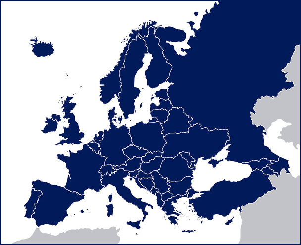 Evropa politická prázdná mapa - Vektor, obrázek