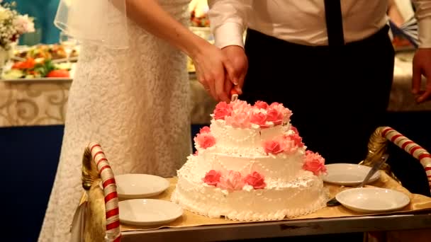 κοπή γαμήλια τούρτα - Πλάνα, βίντεο