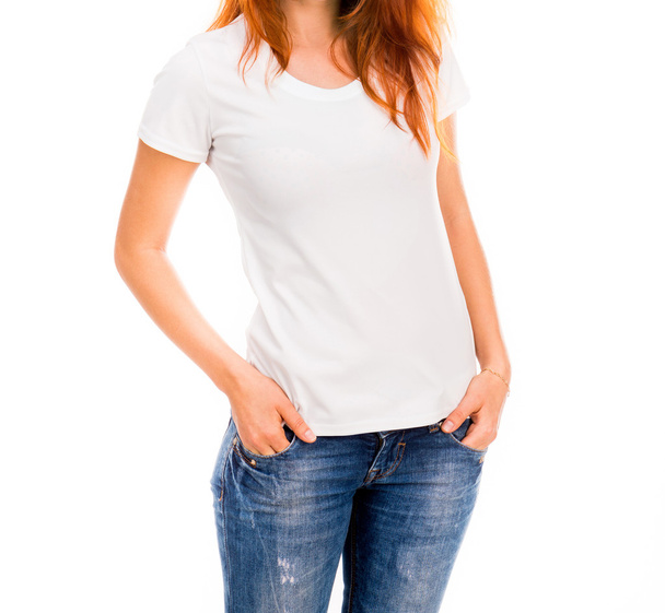 chica en camiseta blanca
 - Foto, imagen
