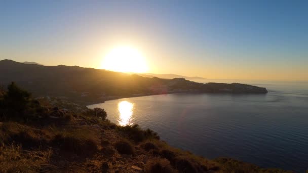Sunrise over Mediterranean sea from Cerro Gordo. La Herradura, Andulasia, Southern Spain - Footage, Video