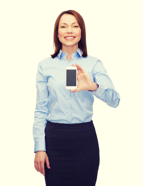 businesswoman with smartphone blank screen - Photo, Image