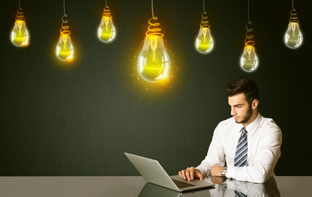 Businessman with idea bulbs - Fotografie, Obrázek