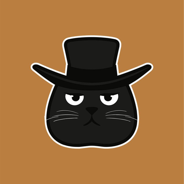 Απόκριες Όνειρα, Witchy Cat με μαύρο καπέλο - Διάνυσμα, εικόνα