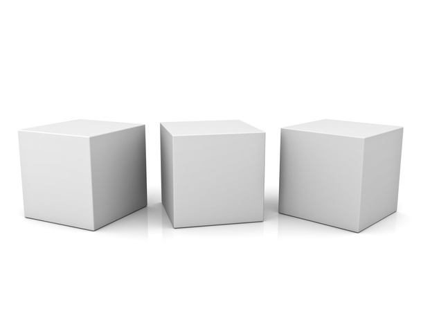 Puste koncepcja 3d pudełka na białym tle na białym tle odbicie - Zdjęcie, obraz