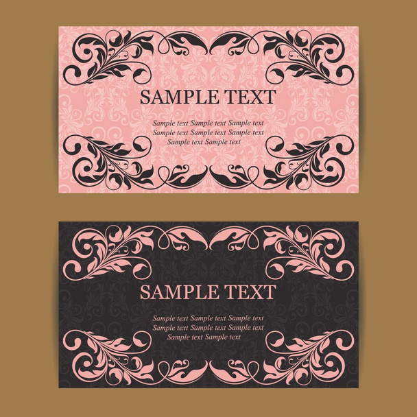 Floral vintage business cards, invitations or announcements. - Vector, imagen
