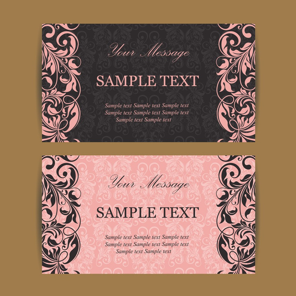 Floral vintage business cards, invitations or announcements. - Διάνυσμα, εικόνα