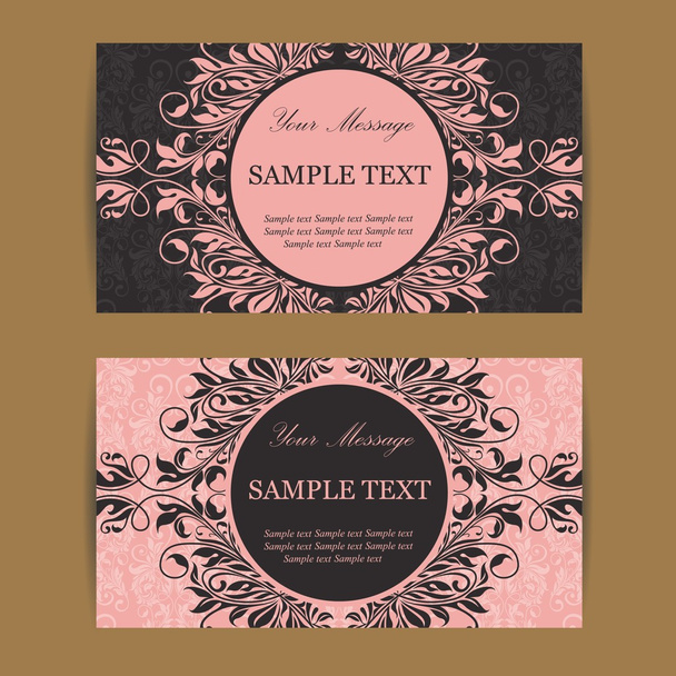 Floral vintage business cards, invitations or announcements. - Vector, imagen
