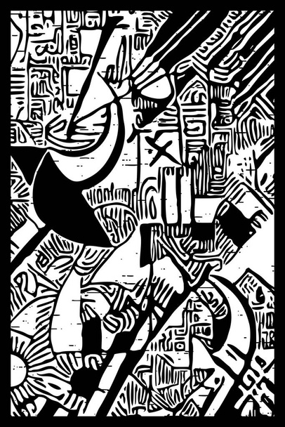 Patrón abstracto en blanco y negro. Formas geométricas.  - Foto, Imagen