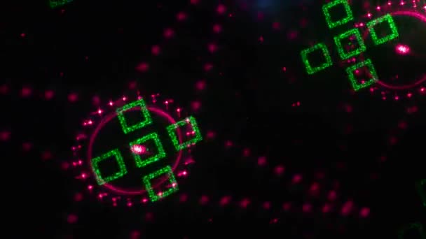 Blinkende Musterbalken der Animation von lila und grünen Farben auf schwarzem Hintergrund - Filmmaterial, Video