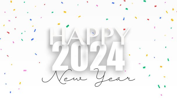 2024 γιορτή του νέου έτους με κομφετί βροχή. "Ευτυχισμένο το νέο έτος" - Φωτογραφία, εικόνα