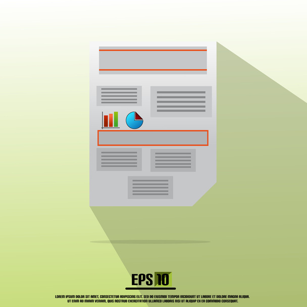 Newsletter With Graph And Text With Background With Flat - Vector, Image