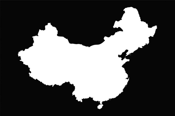 Eenvoudige kaart van China geïsoleerd op zwarte achtergrond - Vector, afbeelding