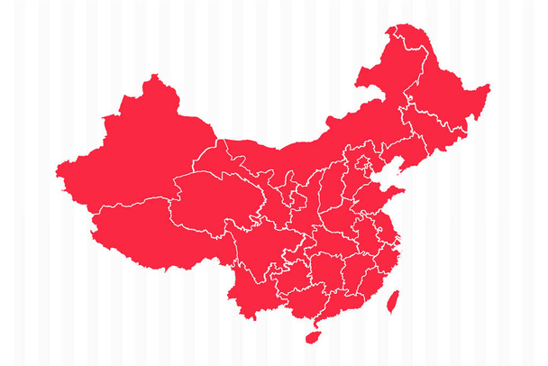 Landenkaart van China met gedetailleerde grenzen - Vector, afbeelding