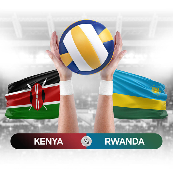 Kenia vs Ruanda equipos nacionales voleibol voleibol partido concepto de competencia. - Foto, Imagen