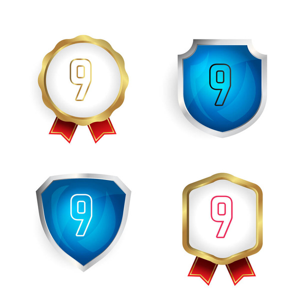 Abstract Number 9 Badge and Label Collection - Vector, Image