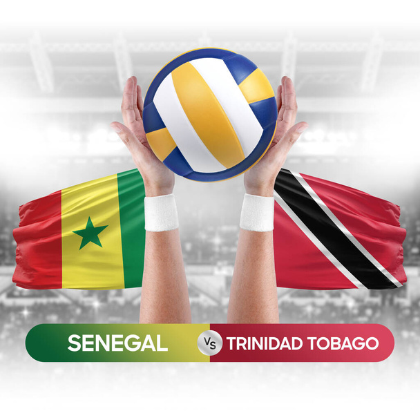 Senegal vs Trinidad Tobago Selecciones nacionales voleibol voleibol partido concepto de competencia. - Foto, Imagen