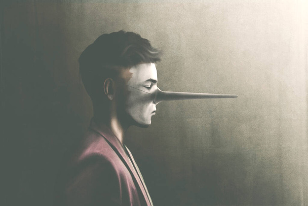 Portrait of fantasy of liar man, illustration, digital painting - Photo, Image
