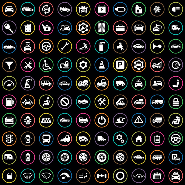 100 auto iconen - Vector, afbeelding