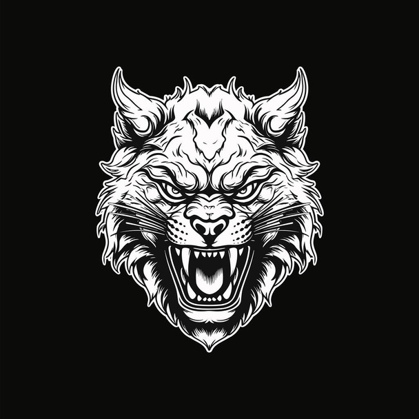 Black and white angry wolf vector - Vector, Image