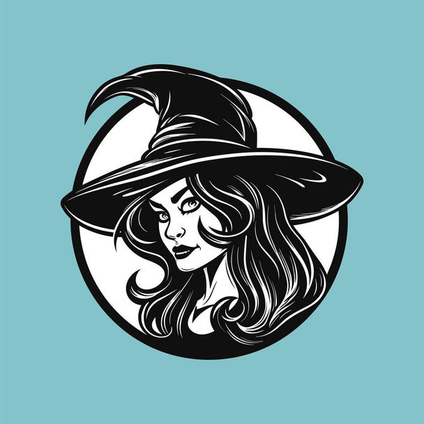 Haunting Head of a Witch Silhouette - Vector, Image