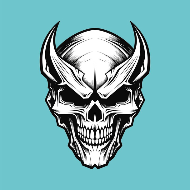 Vector Illustration of a Scary Halloween Skull - Vector, Image