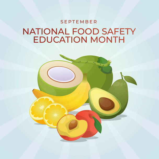 векторная графика Национального месяца образования по безопасности пищевых продуктов, подходящая для празднования Национального месяца образования по безопасности пищевых продуктов. плоский дизайн. Плоская иллюстрация для листовок. - Вектор,изображение