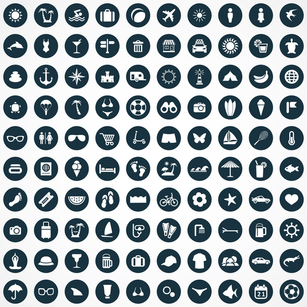 100 strand iconen - Vector, afbeelding