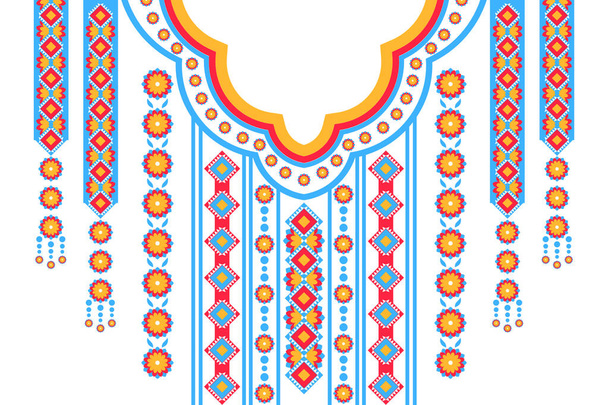 ethnic collar lace oriental pattern. Aztec style embroidery abstract vector illustration. Designs for fashion texture, textile, fabric, shirt, cloth  - Photo, Image