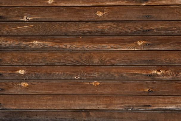 Oude verouderde donkerbruine horizontale houten plaat textuur achtergrond, natuurlijk materiaal rustieke achtergrond, design template, kopieerruimte - Foto, afbeelding
