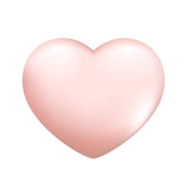 Realistico cuore rosa 3d. Decorativo primavera romantica icona, cartoni animati simbolo d'amore. Felice San Valentino forma di cuore lucido. Illustrazione astratta vettoriale isolata su sfondo bianco - Vettoriali, immagini