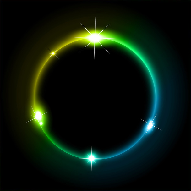 Círculos brilhantes de luz com fundo de cores Raibow
 - Vetor, Imagem