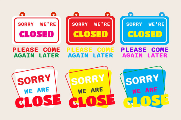 Colección Sorry we are closed sign icon shop e-commerce. Banner cerrado de negocios. Elemento de tiempo cerrado . - Vector, Imagen