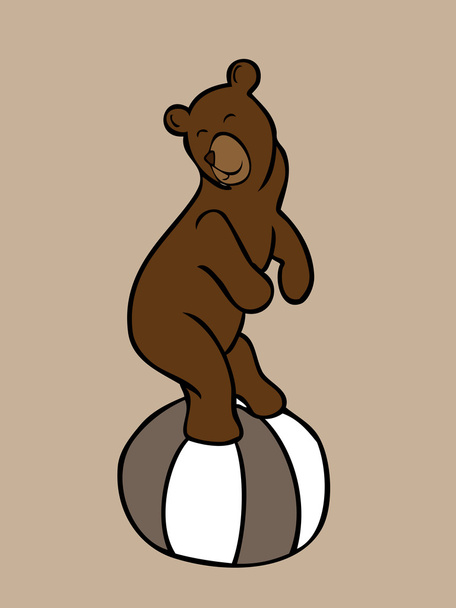 Brown bear stand on big ball - Вектор,изображение