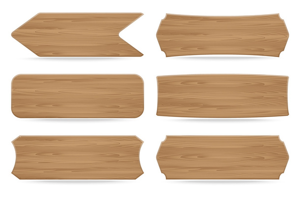 Σύνολο σανίδων ξύλινη ταμπέλα 6 σχήματα - Διάνυσμα, εικόνα
