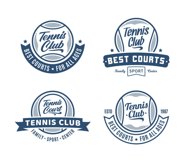 Set van vector tennis club logo. Sportemblemen voor tennisclubhuis, toernooi of organisatie - Vector, afbeelding