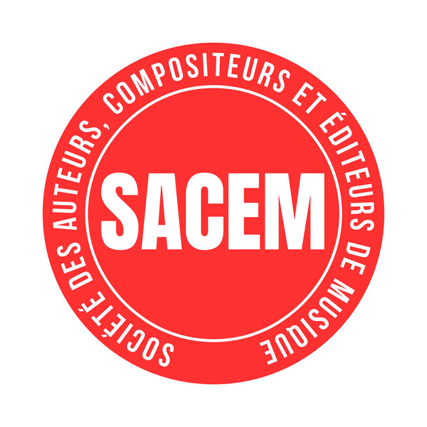 Samenleving van auteurs, componisten en uitgevers van muzieksymbool icoon genaamd SACEM societe des auteurs, compositeurs et editeurs de musique in de Franse taal - Foto, afbeelding