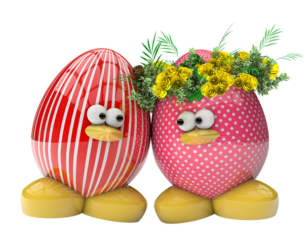 Easter egg met bloemen geïsoleerd op witte achtergrond - Foto, afbeelding