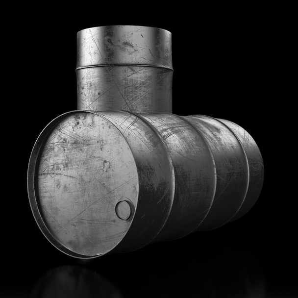 Oil barrel on dark background - Fotoğraf, Görsel
