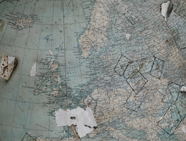 Vintage map (fragment of the globe) of the old Western Europe in - Fotoğraf, Görsel