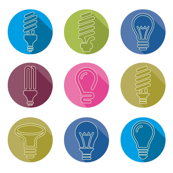 Light bulbs. Bulb icon set - Vector, Imagen