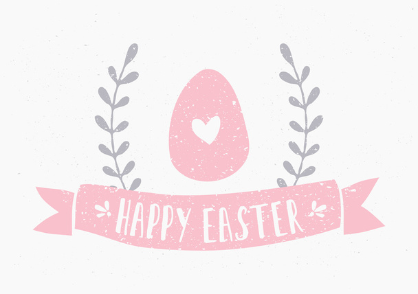 Hand Drawn Easter Greeting Card Template - Vetor, Imagem