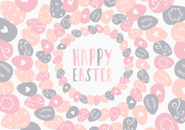 Hand Drawn Easter Greeting Card Template - Vector, Image