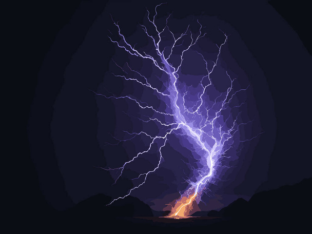 Elektromos villám fekete háttér, illusztrációja villám sztrájk - Vektor, kép