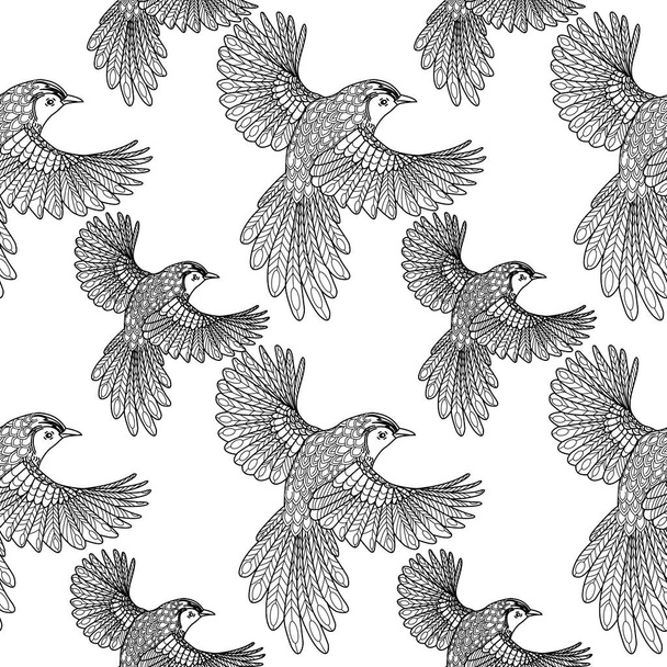 Naadloos patroon met vogels. Textiel achtergrond, lijn graphics. - Vector, afbeelding