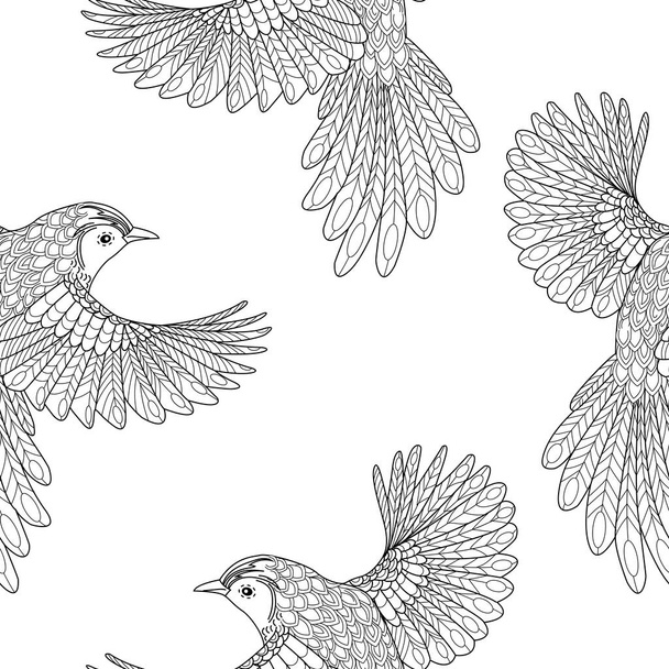 Modèle sans couture avec des oiseaux. Arrière-plan textile, graphiques linéaires. - Vecteur, image