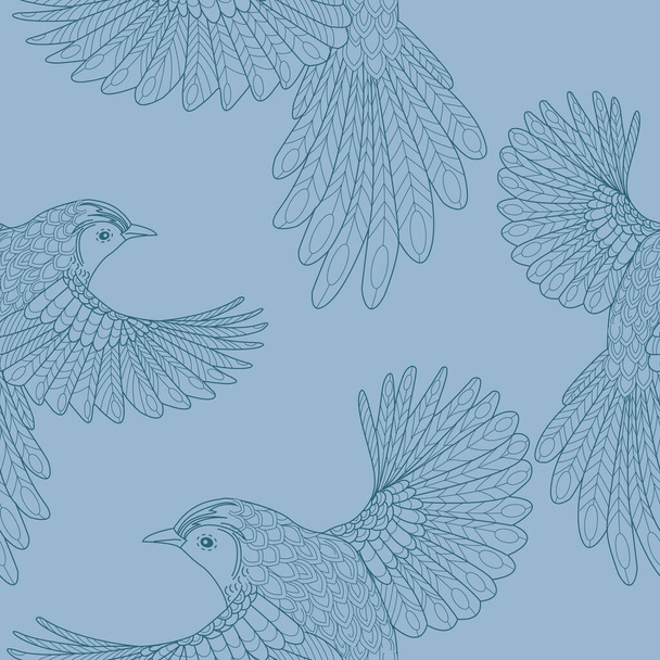 Бесшовный рисунок с птицами. Текстильный фон, графика линий. - Вектор,изображение