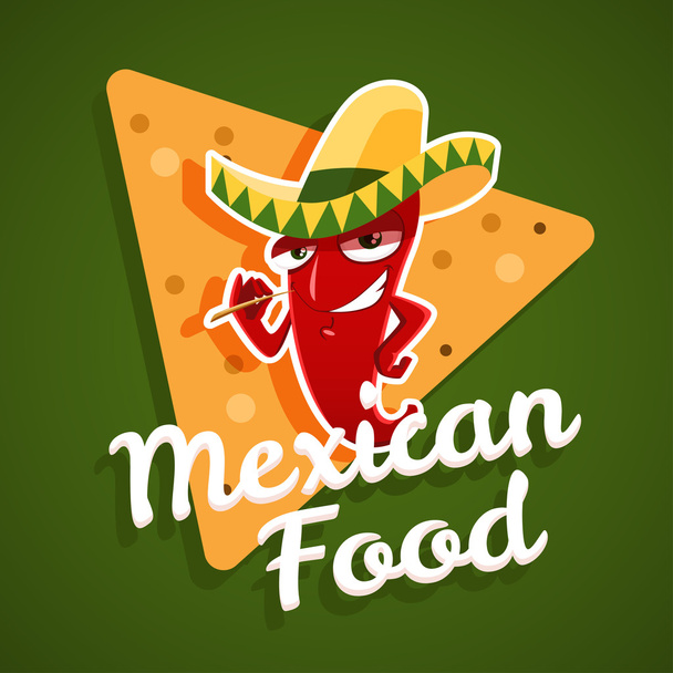 Mexican food with red chili pepper - Vector, Image